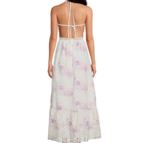 Gianni Bini Embroidered Eyelet Halter Neck Tie Dye Cut-Out Maxi Dress -… - Picture 8 of 14
